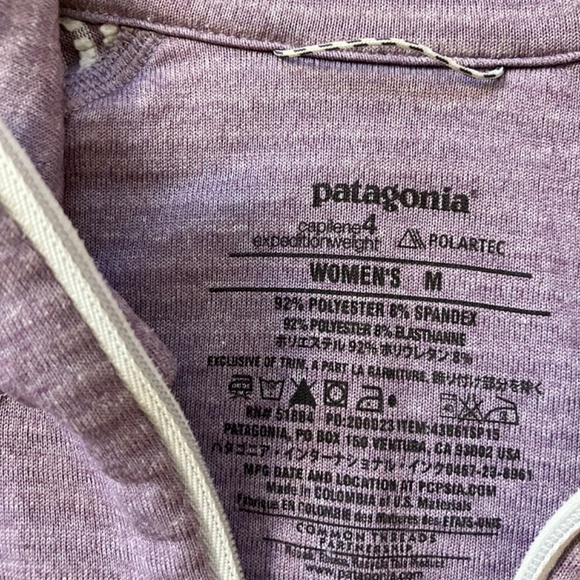 Patagonia Light Purple Polartec ¾ Zip Base Layer – Women’s Medium - Picture 6 of 9
